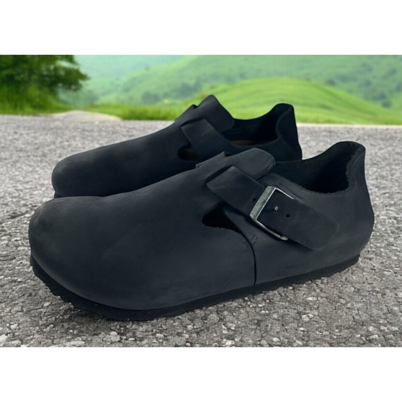 Birkenstock London Oiled Leather Nubuck Clog Sandal Black Women's Size 9 Men's 7 - Picture 16 of 16
